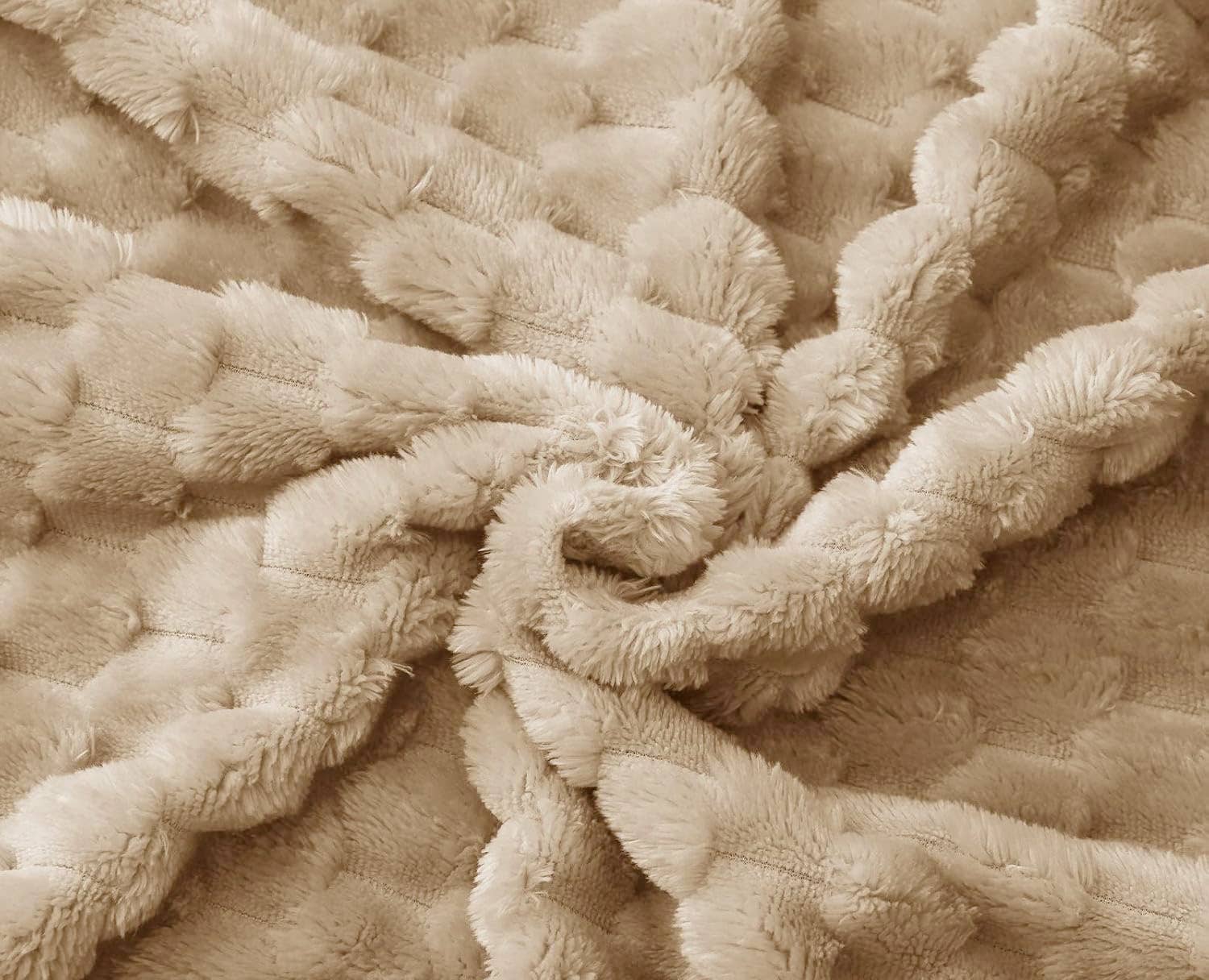 home mart goods - Wholesale Throw Blanket - 50"x60" Beige Textured Soft Warm Cozy Bed Throw Blanket2