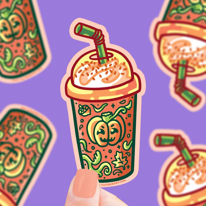 Pumpkin Spice Latte Fall Halloween Kaffe Vinylklistermärke för wholesale av Turtle's Soup