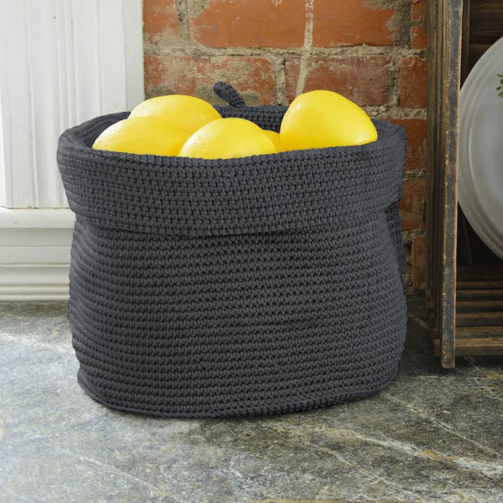 Heritage Lace - Wholesale Basket - Farmhouse Mode Crochet 10x10 Basket With Loop Gray