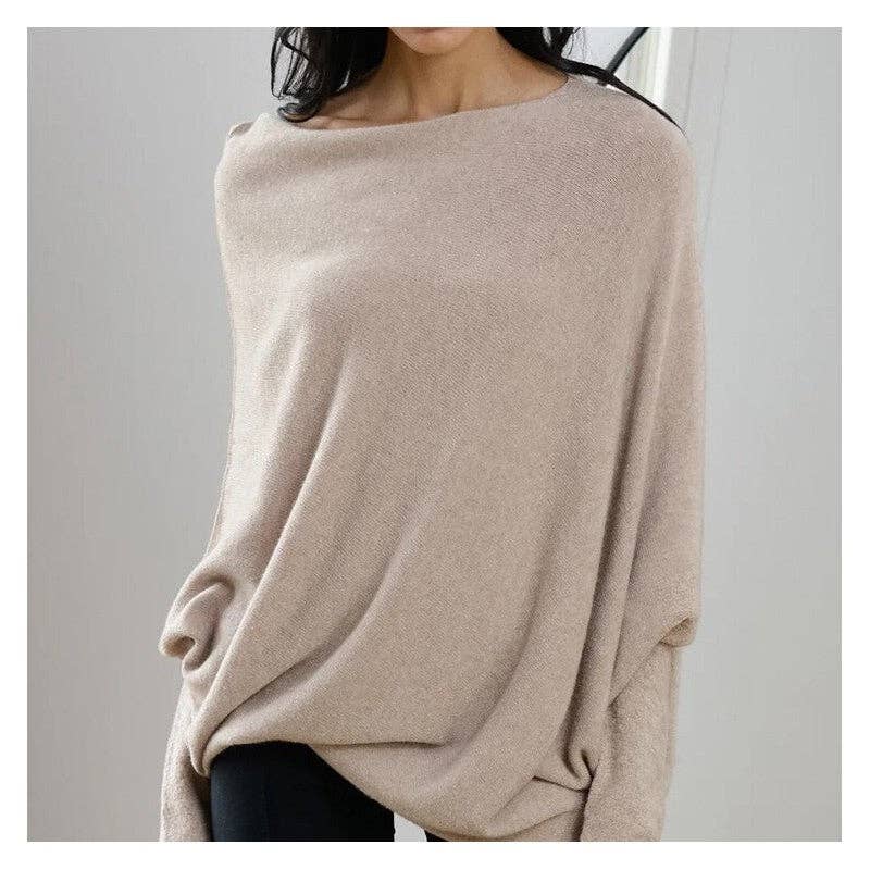 Plush Looks - Wholesale Knit Top - Women's - Solid Color Round Neck Long Sleeve Knitted Batwing Top10