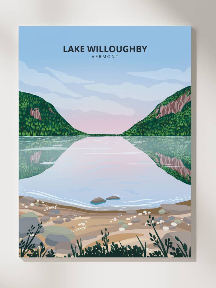 Impression du lac Willoughby - Montagnes Vertes, Vermont pour la vente par Boreas Design Shop