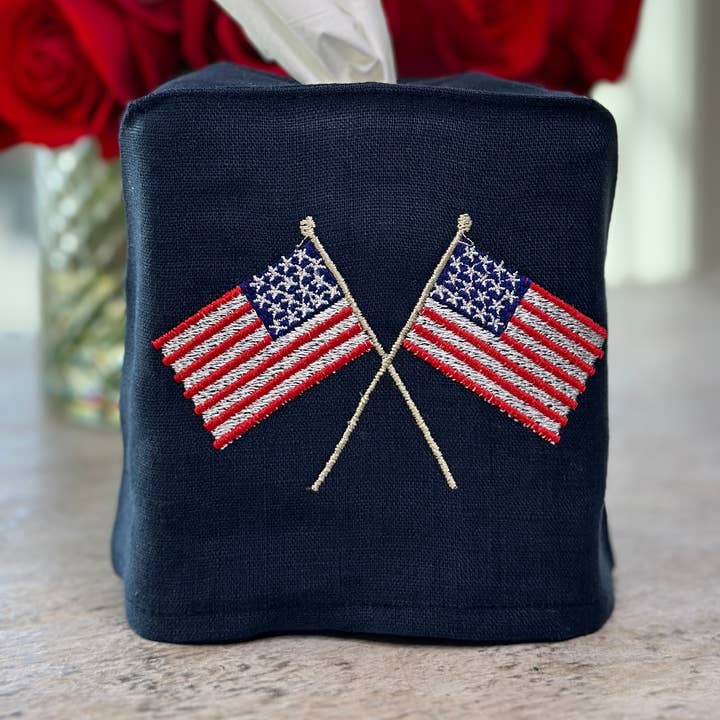 Funda para caja de pañuelos American Flags para venta al por mayor de Arte Italica & Crown Linen Designs