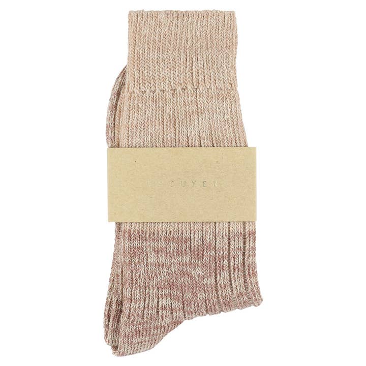 ESCUYER - Wholesale Socks - Women's - Women Melange Block Socks - Pink1