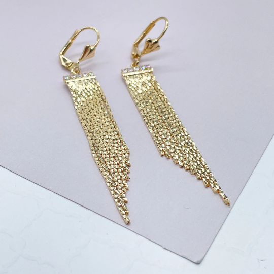 Gold 18k GF Long Fringe Dangling Earrings Wholesale Jewe for wholesale on Faire6