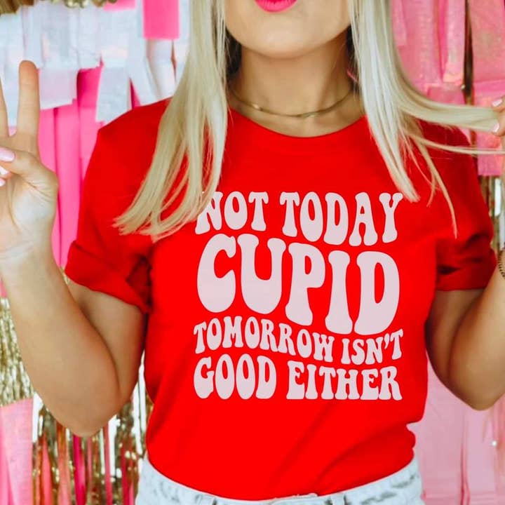 Not today cupid Valentines Day I heart tee shirt for wholesale by The Candy Collections