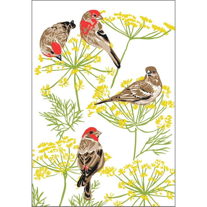 Aimant RBI-120 pour pinsons et fleurs de fenouil : oiseaux de jardin pour la vente par Rigel Paper