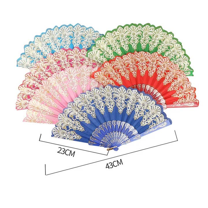 Luxury Floral Lace Silk Folding Fan – Elegant Wedding Decor for wholesale by Haaro