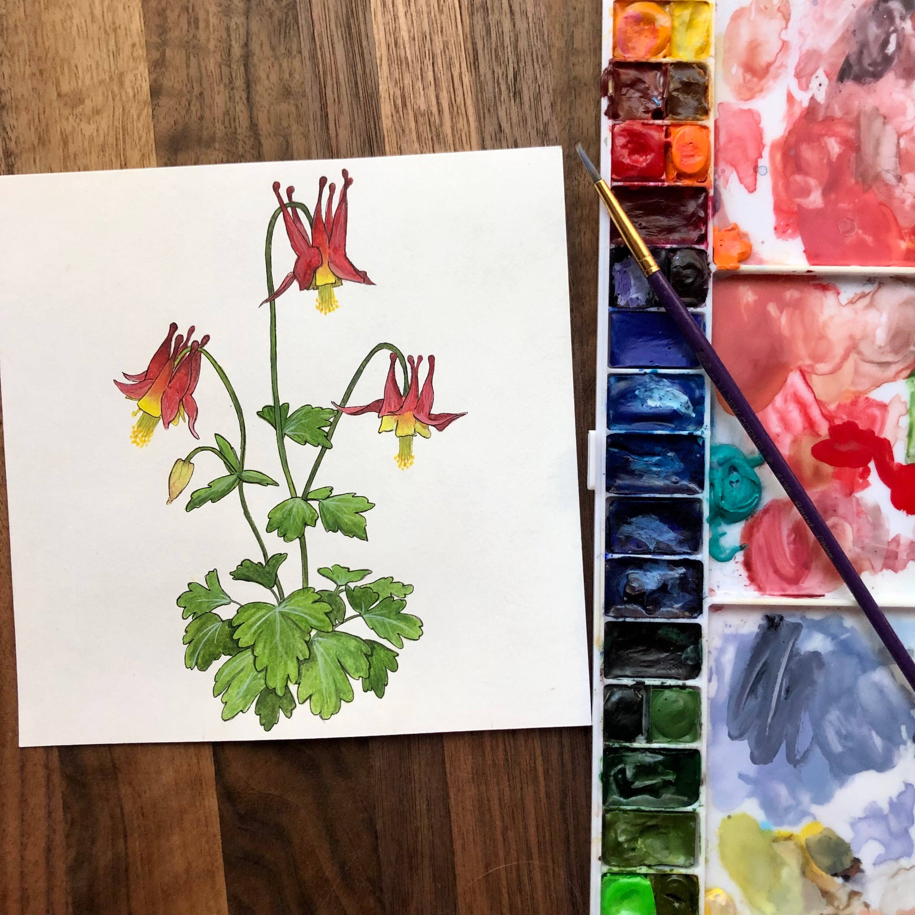 YubaCat Designs - Wholesale Sticker - Red Columbine sticker2