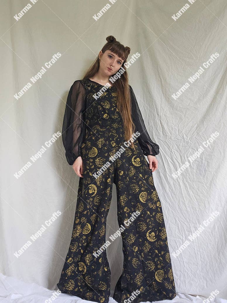 Karma Nepal Crafts - Wholesale Jumpsuit - Women's - Magical Celestial/Mushroom Wide Leg Jumpsuit6