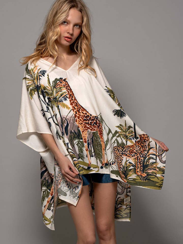 Poncho Tissé Rêves de Safari pour la vente par Fashion Week