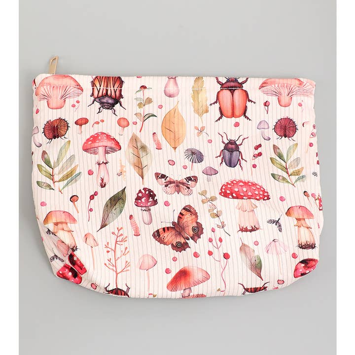 POCHETTE DE VOYAGE EN VELOURS CÔTELÉ IMPRIMÉ NATURE CHAMPIGNON pour la vente par Girly