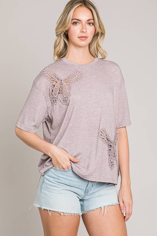 Cerule - Vendita all'ingrosso Top in maglia - Donna - Top in maglia oversize con ricamo a farfalla11