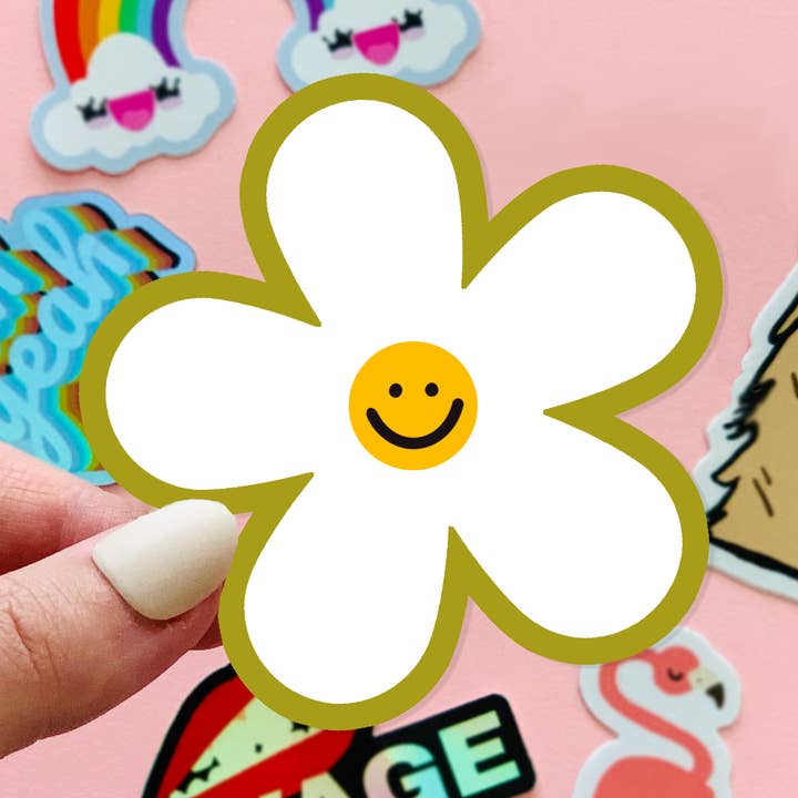 Happy Retro Flower Stickers for wholesale by Peachy Keen by Design Co