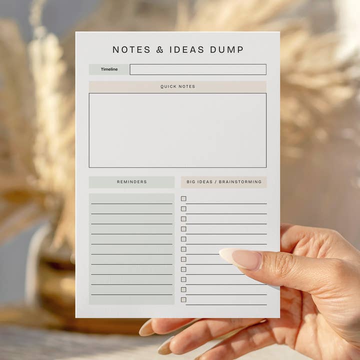 Notes and Brain Dump Notepad for wholesale by Peachi Lane