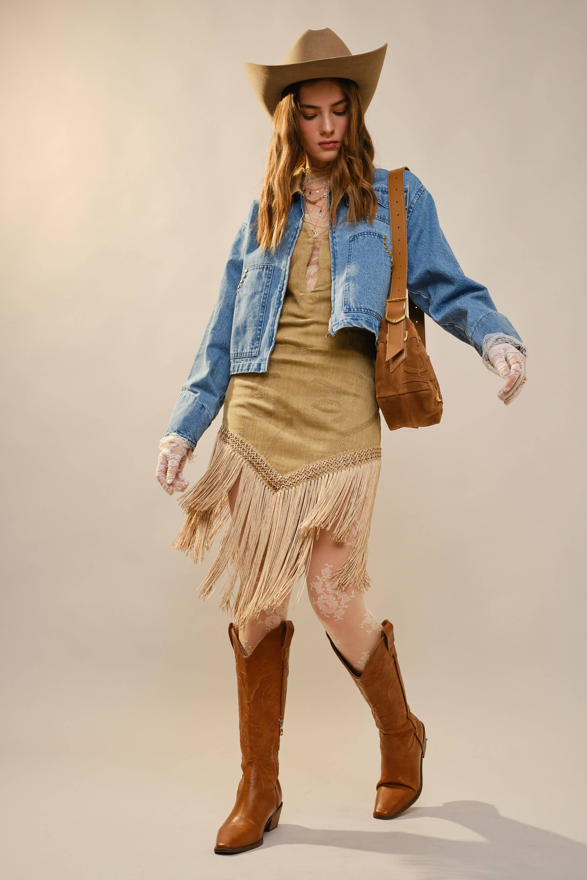 MED WASH 23687J Stud Trimmed Cropped Denim Jacket for wholesale on Faire4