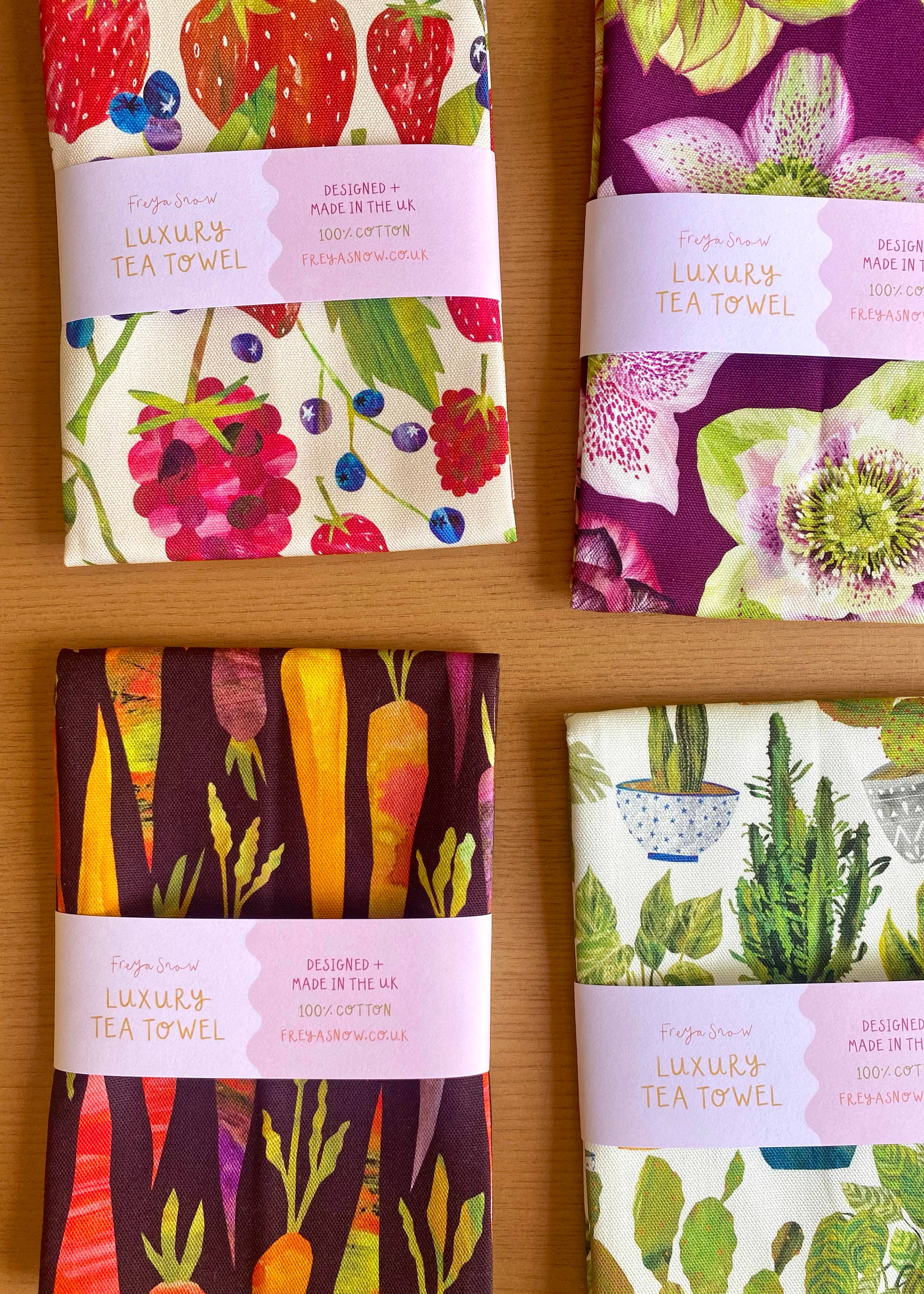 Freya Snow - Vente Torchons - Torchon Folk Birds/Torchon à vaisselle en coton/Torchon de cuisine5