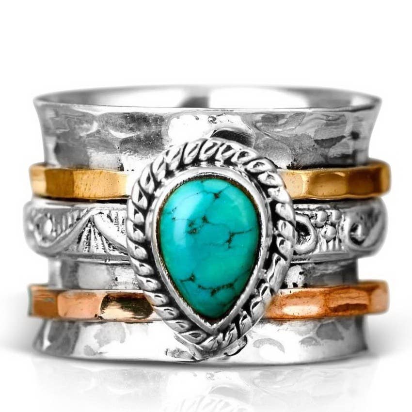 TURQ Teardrop Natural Stone Ring | 40R116 for wholesale on Faire3