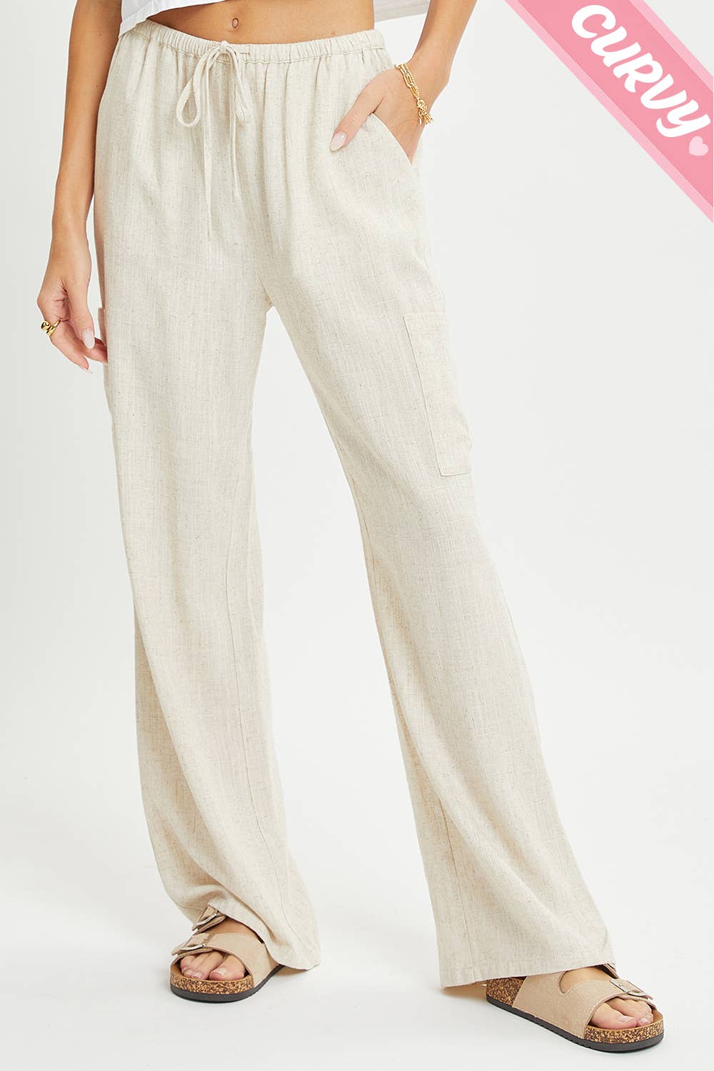 Sweet Lovely by Jen - Wholesale Pants - Women's - PLUS SIZE LINEN- BLEND PULL-ON-PANTS17