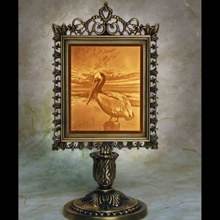 Pelican Porcelain Lithophane Victorian Accent Lamp for wholesale by The Porcelain Garden Inc.