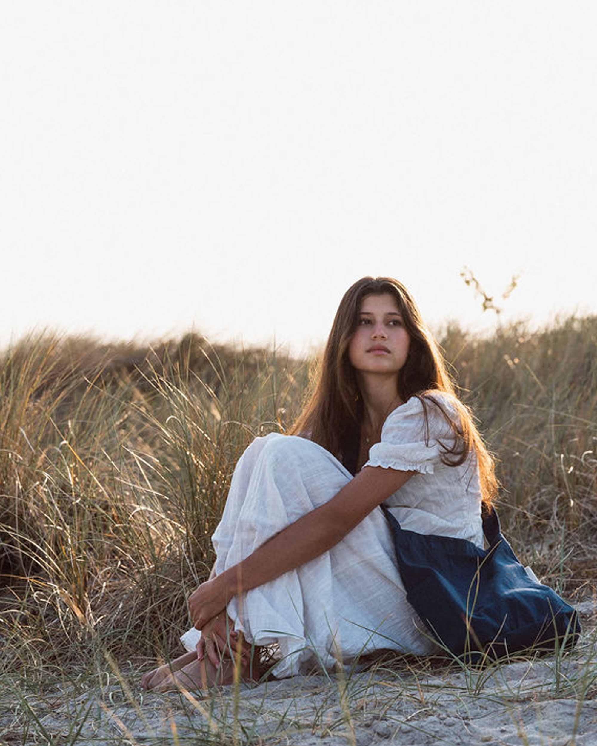 Blue Mira Canvas Bag - Dark Denim 100% organic cotton for wholesale on Faire1