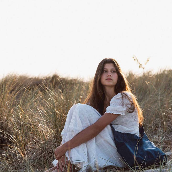 Blue Mira Canvas Bag - Dark Denim 100% organic cotton for wholesale on Faire1