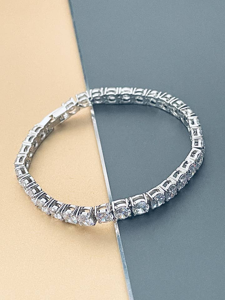 KATRICE - 7" Classic Round CZs Tennis Bracelet In Silver for wholesale by JohnnyB Jewelry