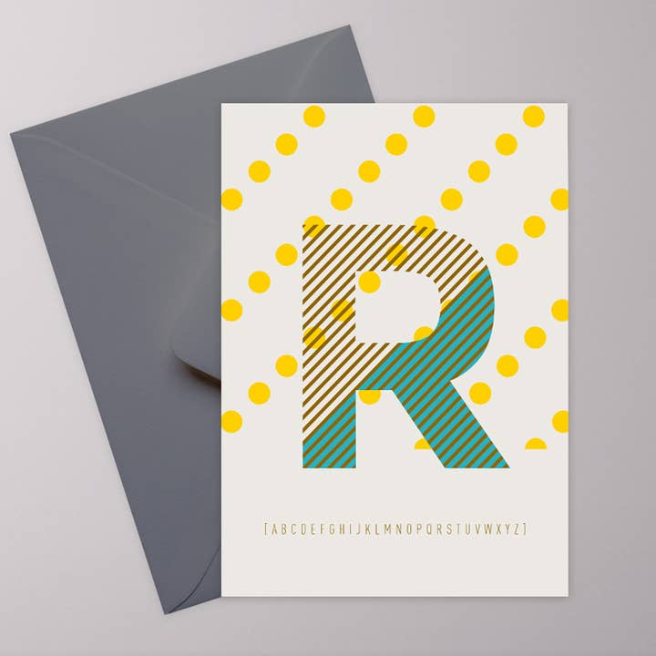 R initial - postcard for wholesale by LAZY DAY paper