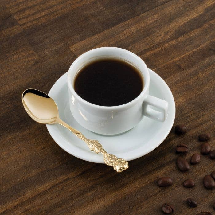 HIC - Harold Import Co. - Wholesale Kitchen Tool/Gadget - Fino Demi Spoon, Rose Design, Gold Plated1