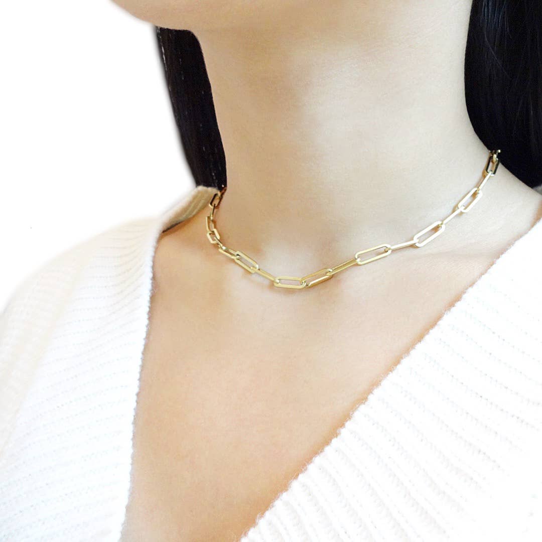 KIKICHIC - Wholesale Link & Chain Necklace - Medium Thick Paper Clip Choker Necklace6