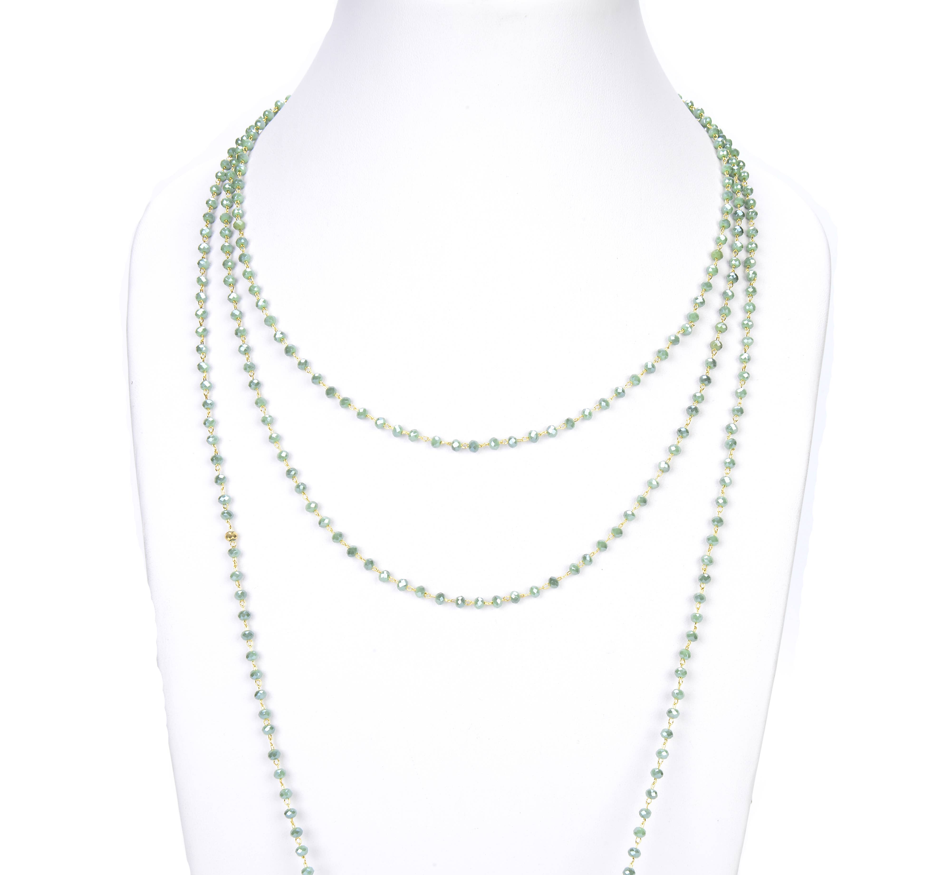 findings4uGem - Wholesale Link & Chain Necklace - Light Green Rondelle Faceted Beads Gift Chain By Foot, CH0263