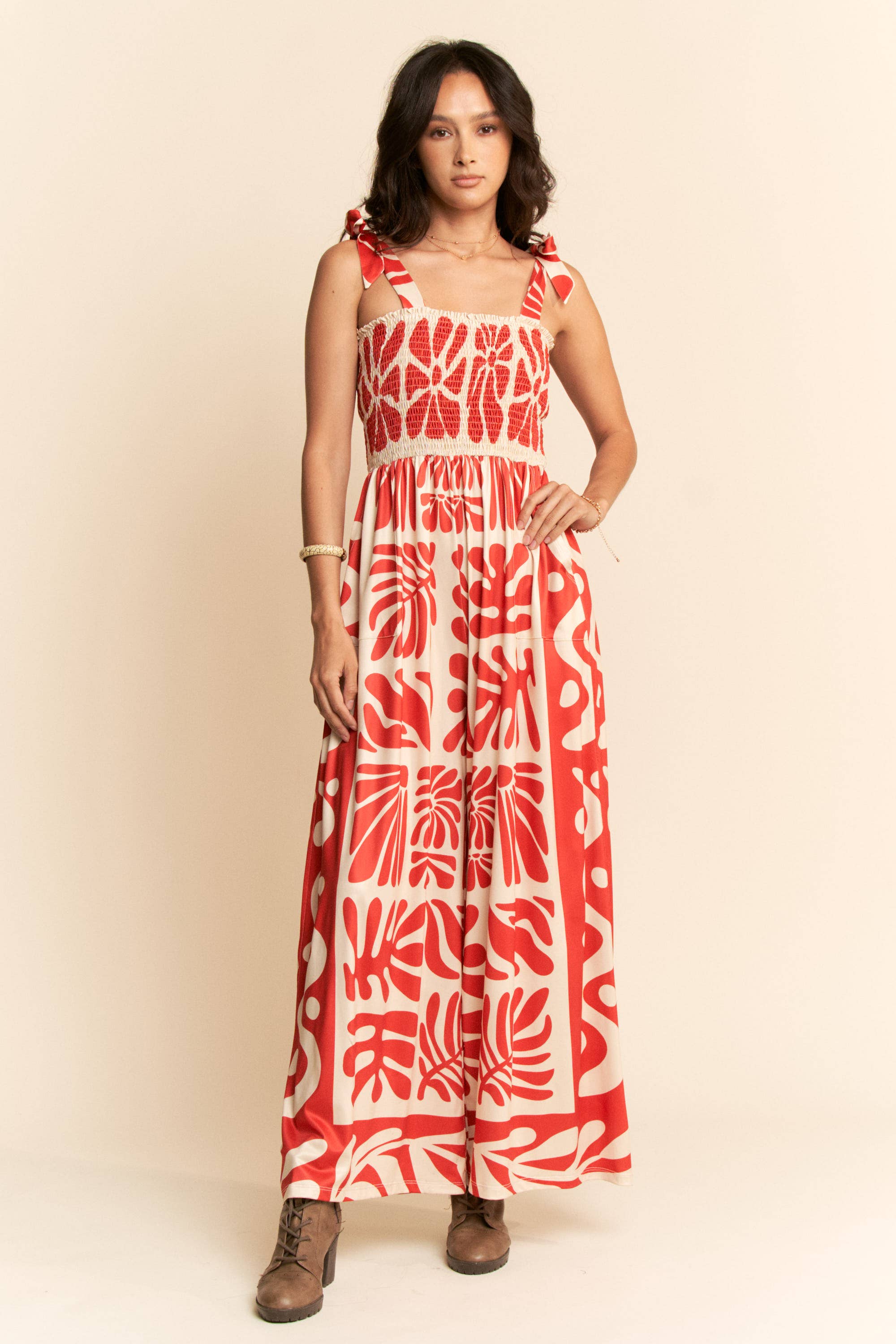 Davi & Dani – wholesale Jumpsuit – Women's – RETRO GEO FLORAL POSITION PRINTED KNIT JUMPSUIT8