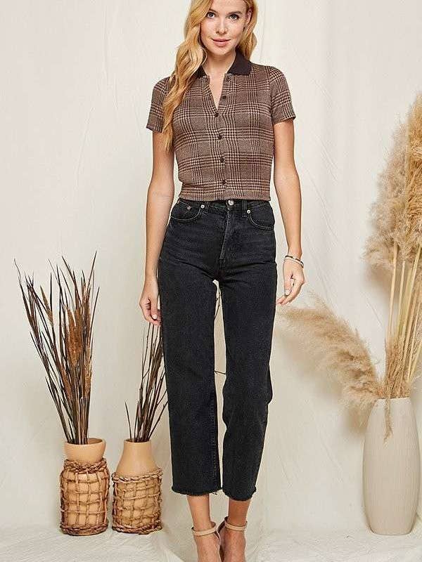 Heart & Hips - Wholesale Polo - Women's - JT47491A - BUTTON DOWN JACQUARD PLACKET POLO TOP11