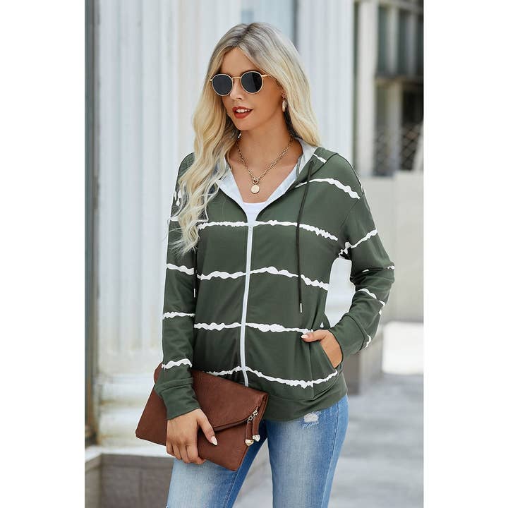 Supreme Fashion - Wholesale Hoodie - Women's - Zipper Strip Long Sleeves Loose Hoodie