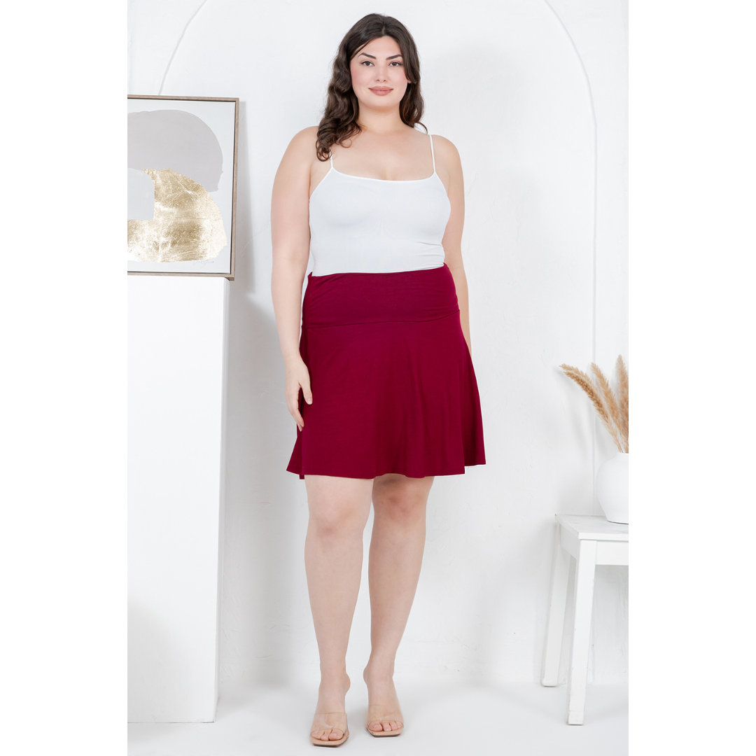 Azules Clothing - Wholesale Rok - Dames - Plus Size Stretchy Uitlopende Casual Minirok2