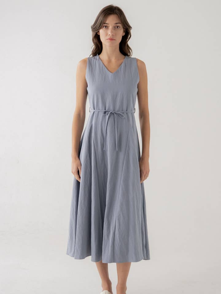 MODULAR PANEL MIDI DRESS WITH TIE WAIST for wholesale by ELLE GREY