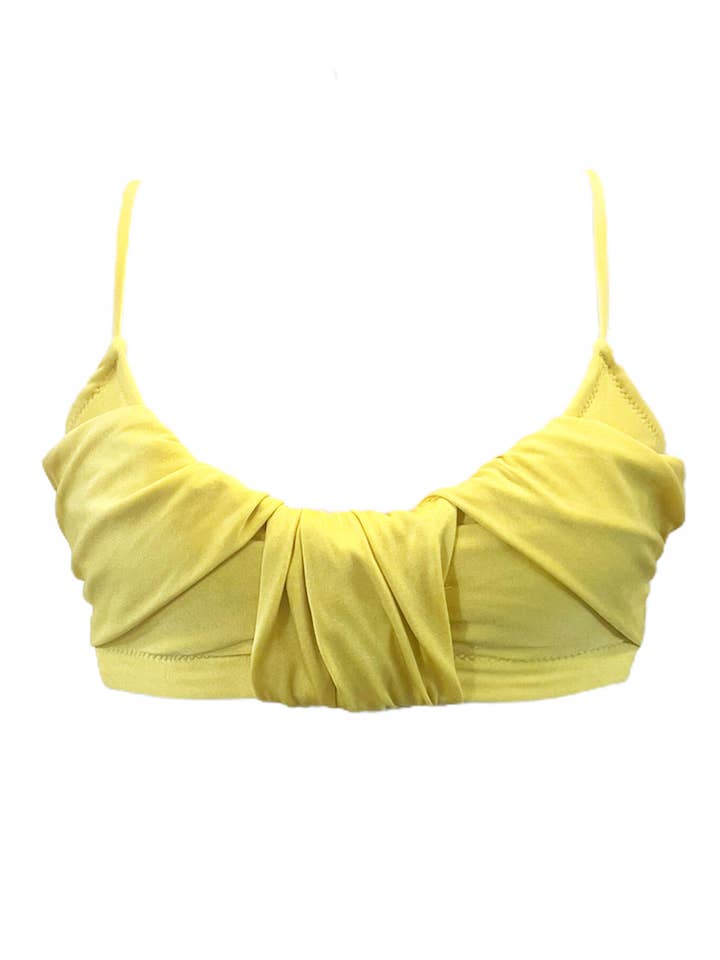 G a r l a n d Draped Yellow Swim Top for wholesale by Swim With Poppies