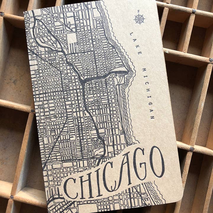 Chicago bykort stor notesbog for engroshandel hos Blackbird Letterpress