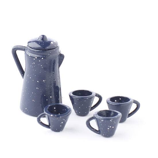 Factory Direct Craft - Wholesale Doll Accessory Kit - Kids - Dollhouse Miniature Enamelware Coffee Pot 5 Piece Set