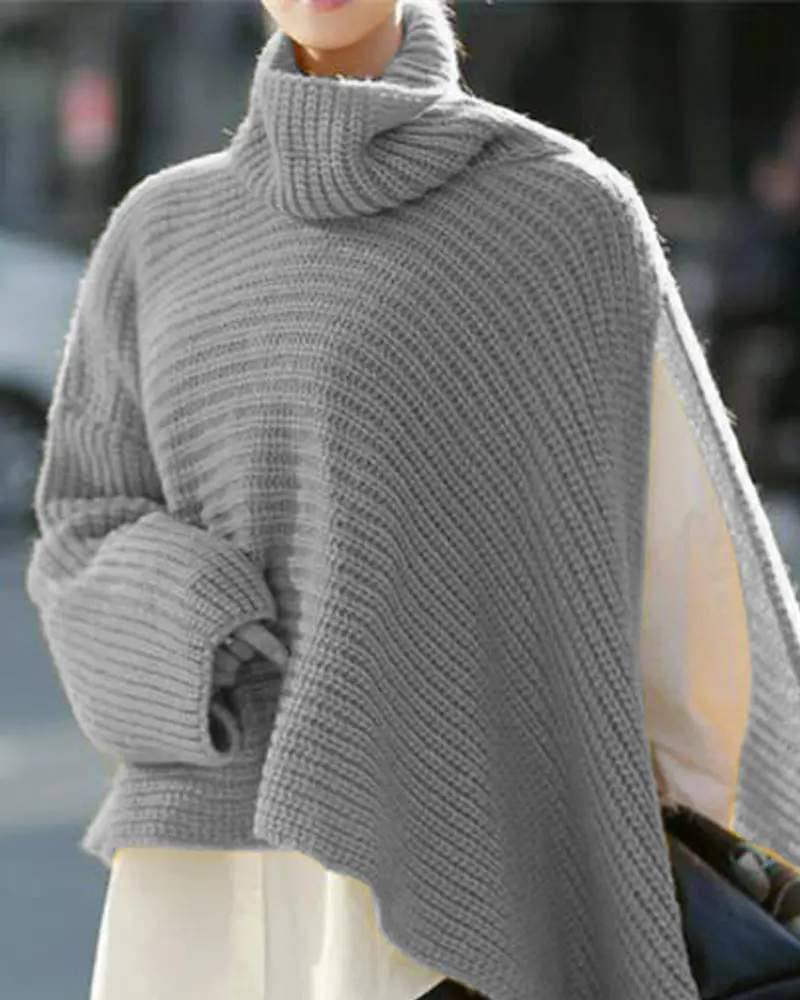 Queen Fashion – wholesale Knitted jumper – Women′s – asymmetrical turtleneck chunky knit sweater18