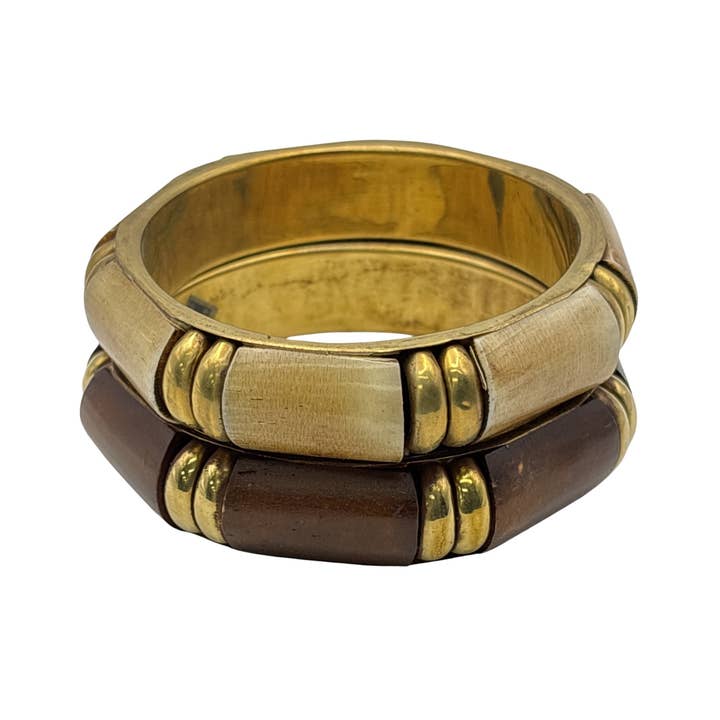 Treasure Jewelry - Wholesale Bangle bracelet - Buffalo Bone Brass Metal Bangle 3/4”