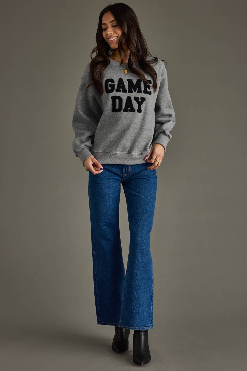 Panache Apparel Co. - Wholesale Graphic Sweatshirt - Women's - Dk. Gray Game Day Sweatshirt4