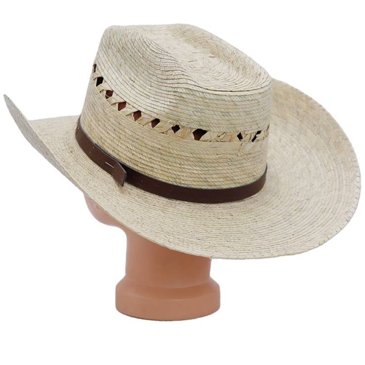 Cap Zone - Wholesale Cowboy Hat - Kids - Kids Biggs Crown Palm Leaf Straw Cowboy Hat