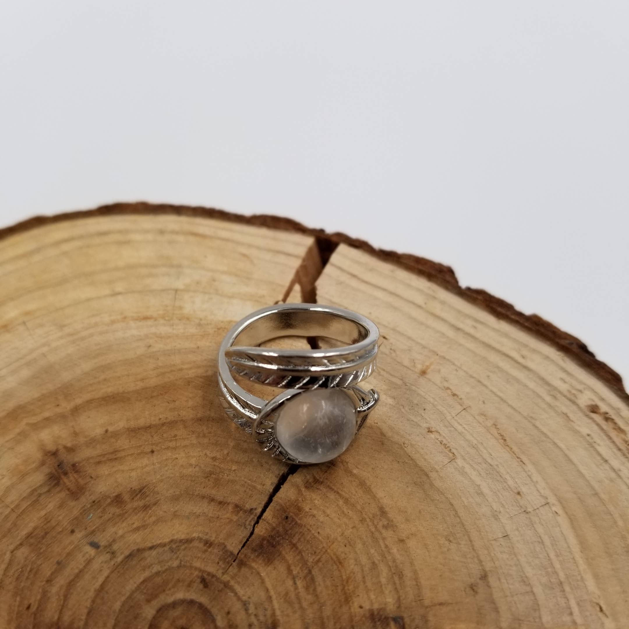 CHAKRA JEWELRY - Wholesale Single Stone/Solitaire Ring - Vintage Silver Natural Stone Open Ring1