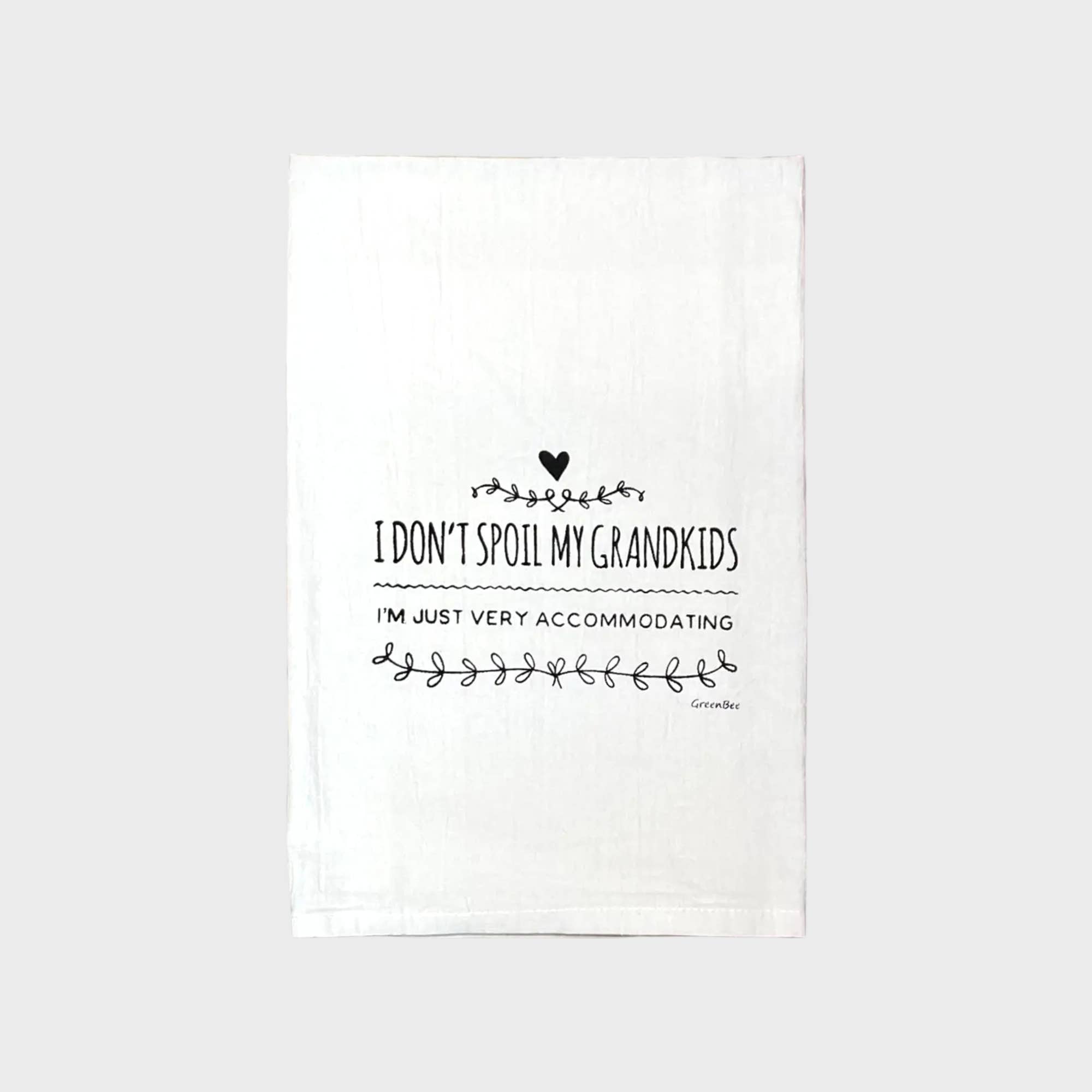 Black Spoil Grandkids Dish Towel | Tea Towels | Sassy Dish Towels for wholesale on Faire