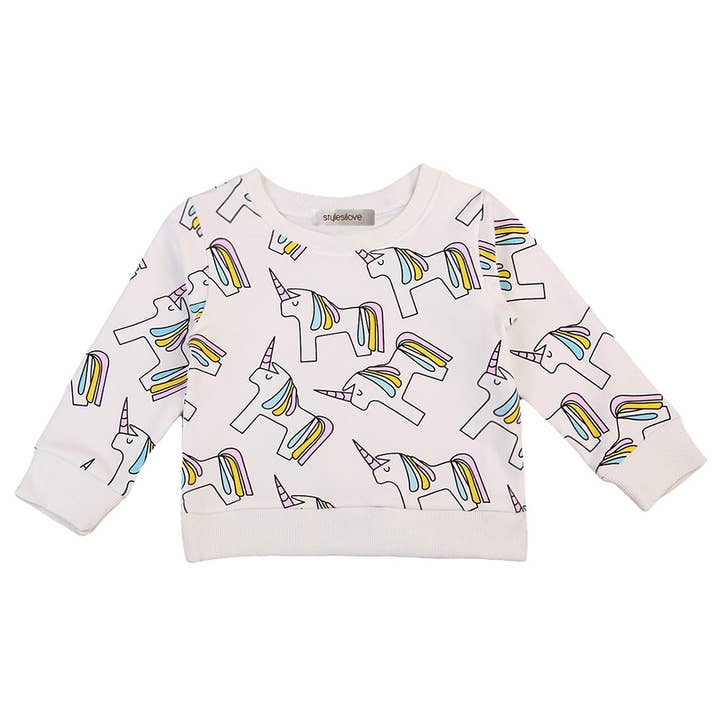 White Unicorn Girl Sweatshirt for wholesale by Fennco Styles