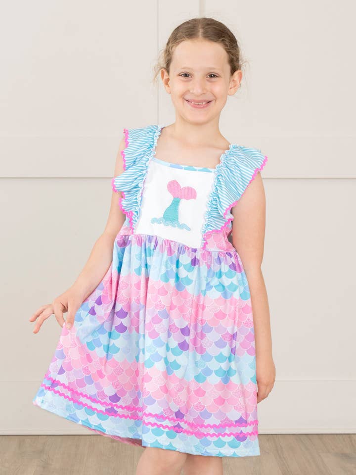 Mermaid Splash Ruffle Dress for wholesale by Marie Nicole Clothing