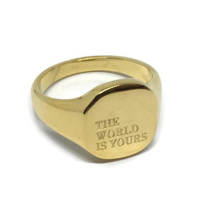 Gifts From The Crypt - Wholesale Band/Stacked Ring - The World Is Yours Ring | Scarface Inspired Motivational Ban