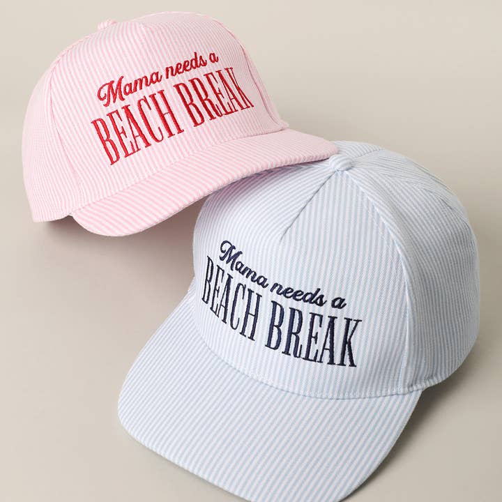 MAMA NECESITA UN DESCANSO EN LA PLAYA Gorra Trucker a Rayas Bordada para venta al por mayor de Fashion City