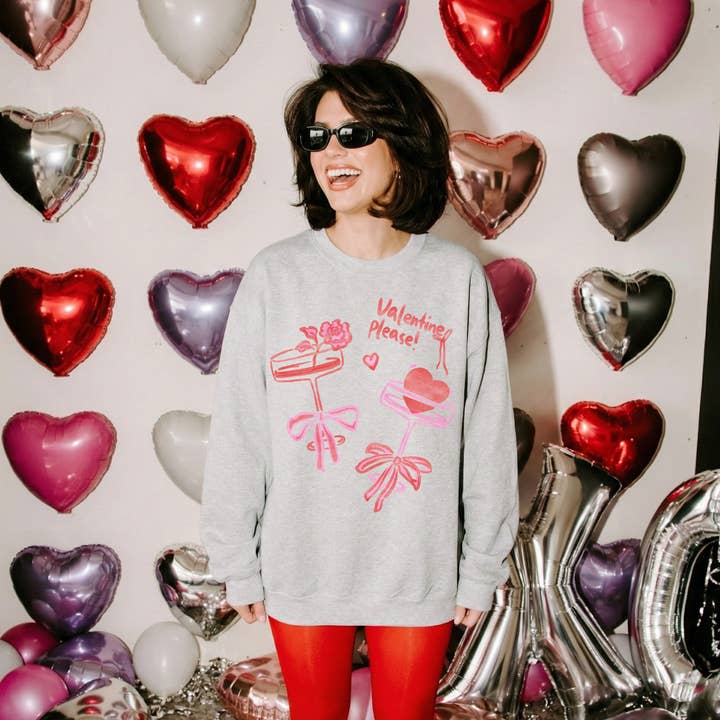Hey Jude Graphic Tees - Wholesale Graphic Sweatshirt - Women's - Valentine Please! Crewneck Sweatshirt3