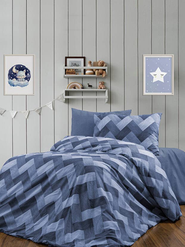 Juego de funda nórdica azul en zigzag - 3 piezas para venta al por mayor de Aladdin